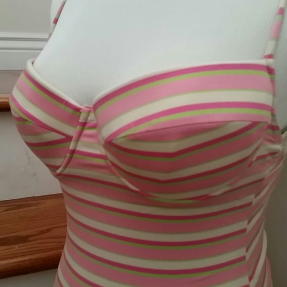 Moschino Pink Beige Green Pretty Bright Swimsuit. - Picture 3 of 6